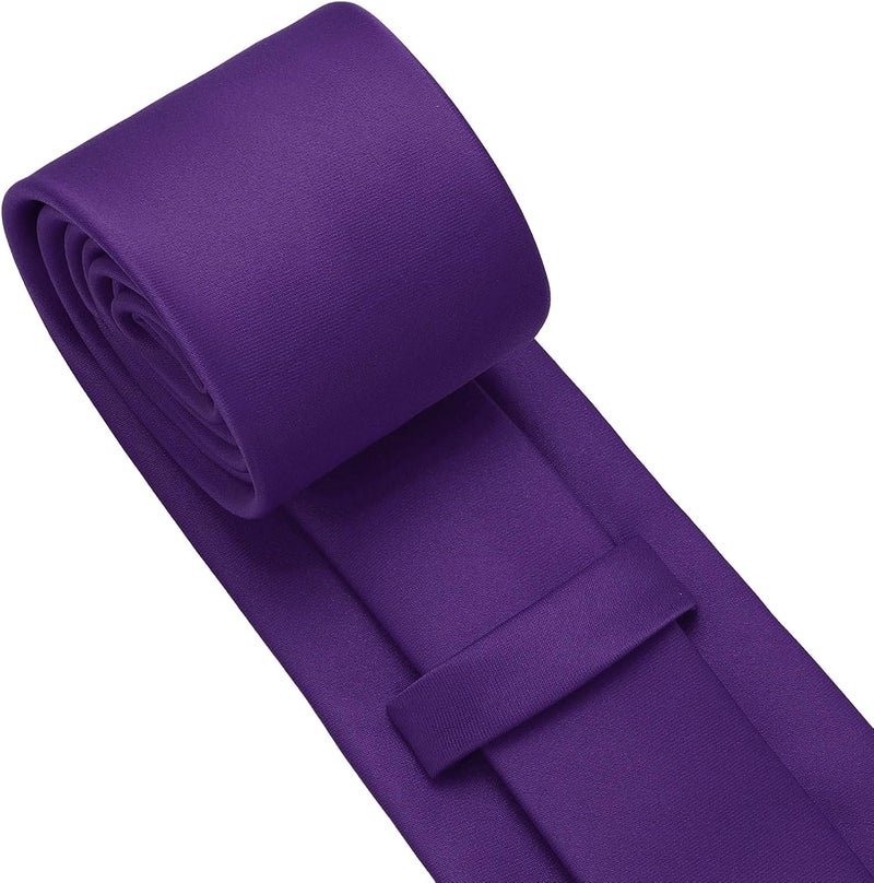 pensee Men's Tie Set Solid Pure Color 3.15" (8CM) Classic Formal Plain Necktie and Pocket Square Set For Men - Image 5